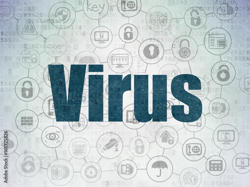 Protection concept: Virus on Digital Data Paper background