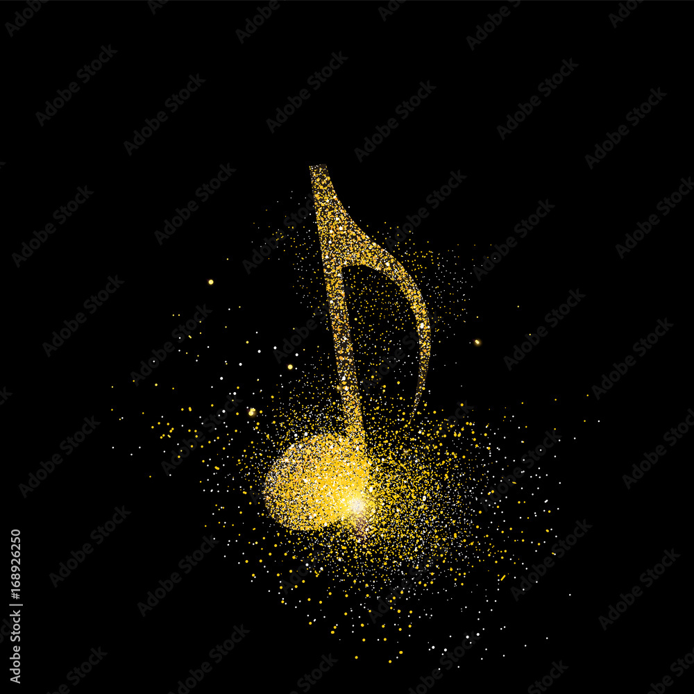 Fototapeta Muzyka Uwaga symbol koncepcji sztuki złota brokat