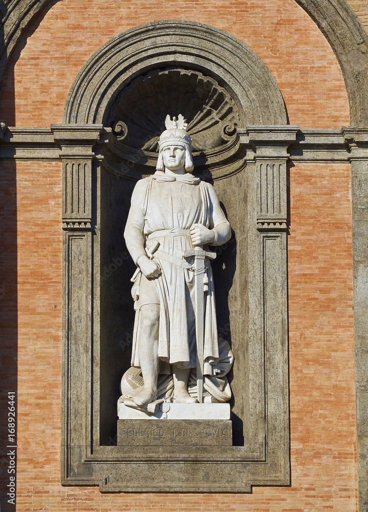 Statue of Federico II di Svevia in Palazzo Reale di Napoli. Campania, Italy.