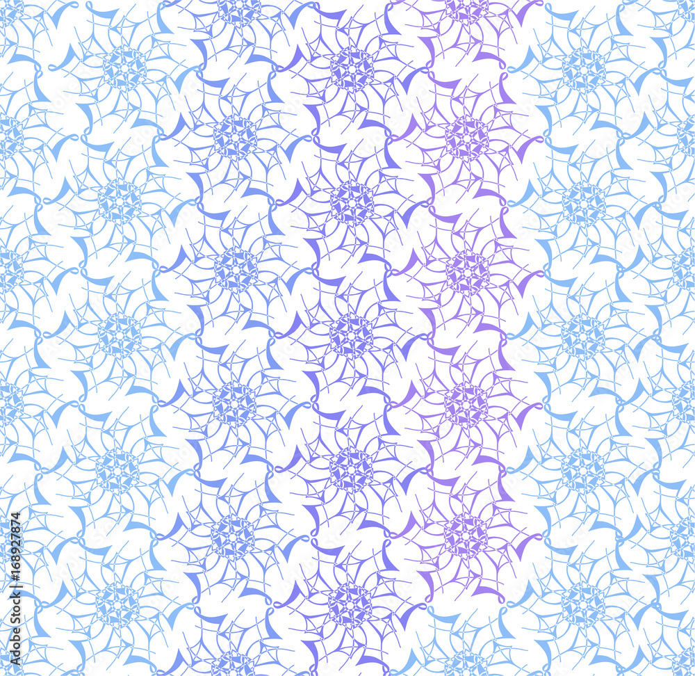 Ornate blue seamless geometrical patterns. Lace pattern vector