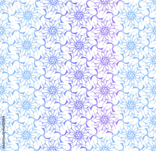 Ornate blue seamless geometrical patterns. Lace pattern vector