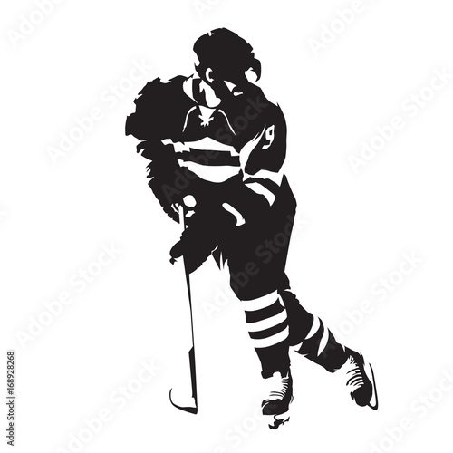 Ice hockey player, abstract isolated vector silhouette