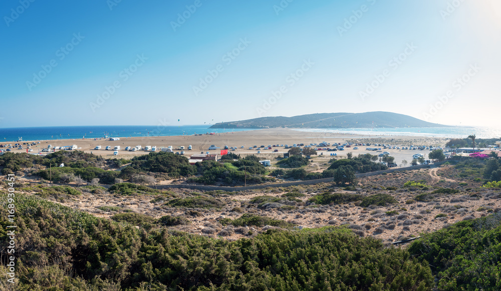 Panorama of Prasonisi bay at south of Rhodes town, Greece