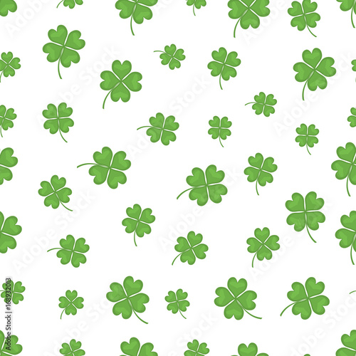 Happy four leaf clover. Vector background