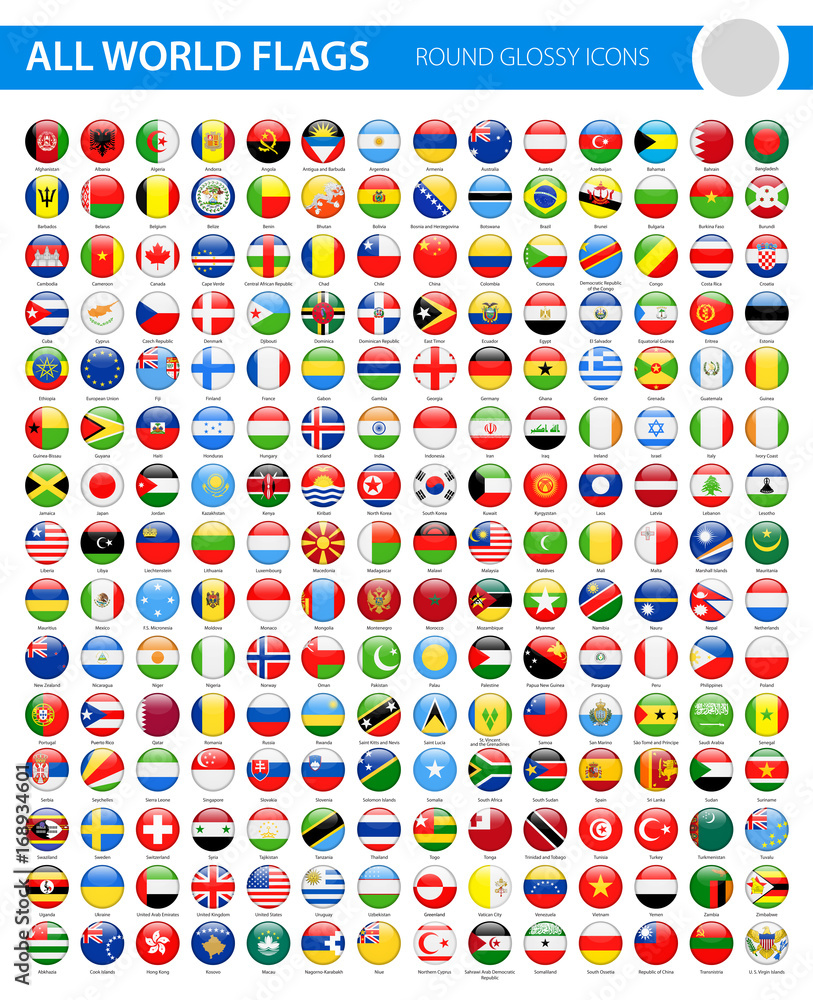 All World Flags Vector Round Glossy Icons Vector De Stock Adobe Stock 