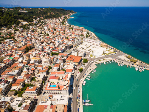 Obraz na płótnie Aerial  view of Zakynthos city in  Zante island, in Greece