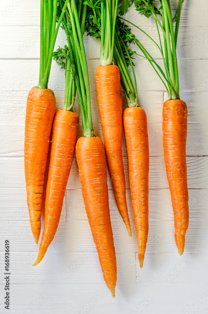 A bunch of carrots on white background A bunch of carrots on white background