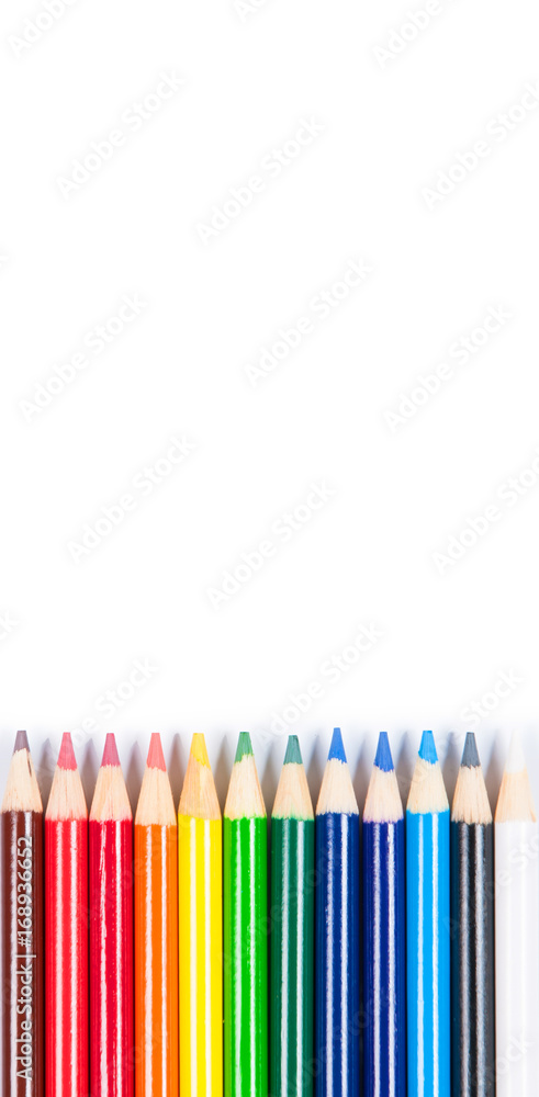 Obraz premium Coloured pencils isolated on the white background.