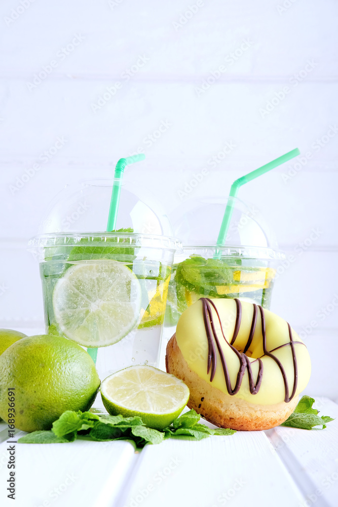 Refreshing summer drink. Lime and mint mohito. Refreshing summer drink. Lime and mint mohito.
