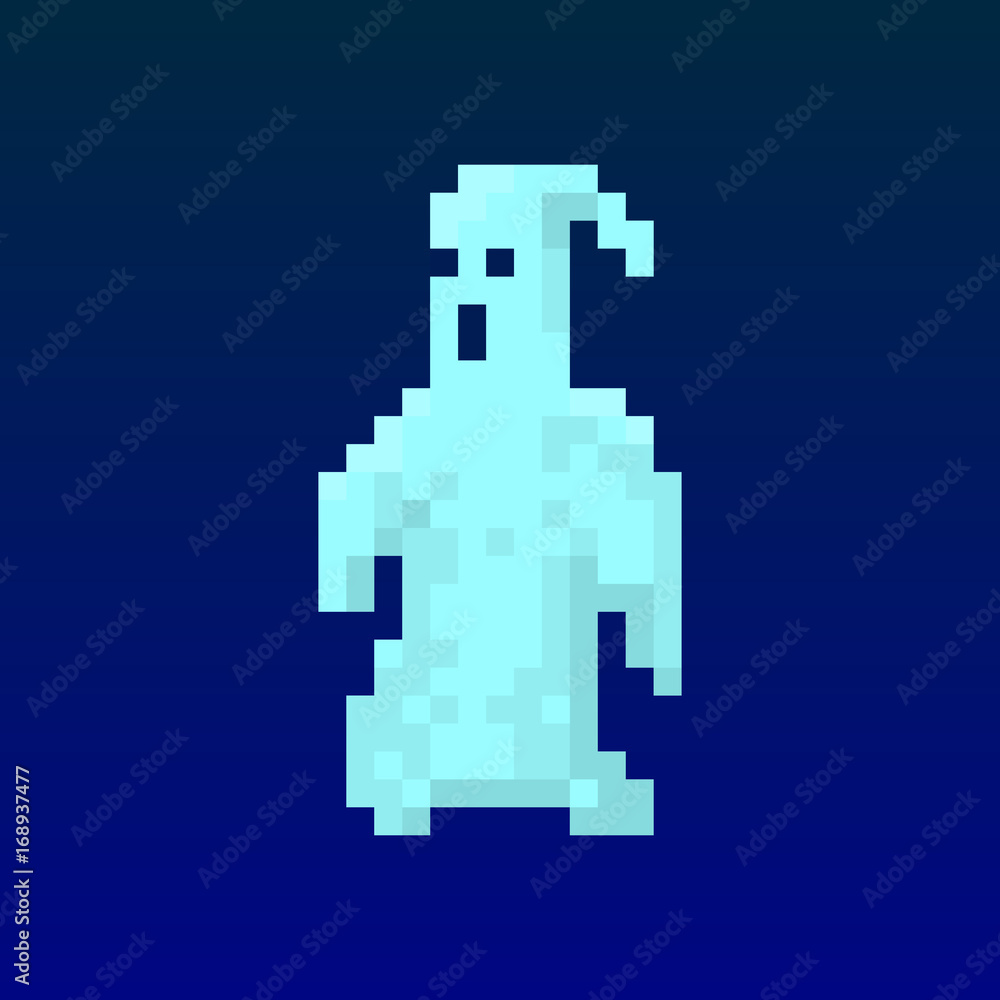 Fototapeta premium Pixel character ghost for games and applications