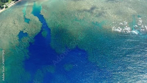 Aerial view of Kauai coral reef in Hawaii photo