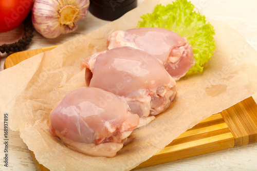 Boneless raw chicken thighs