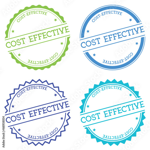 Cost-effective badge isolated on white background. Flat style round label with text. Circular emblem vector illustration.