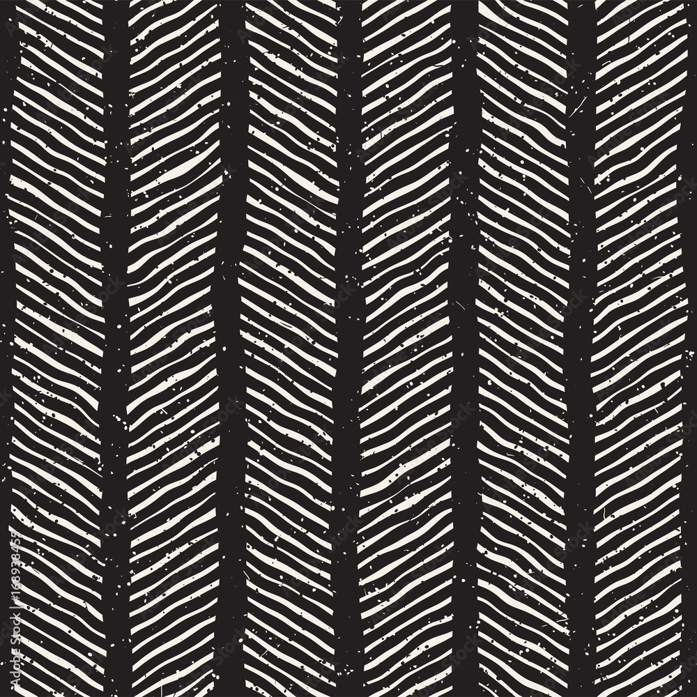 Hand drawn style seamless pattern. Abstract geometric tiling background in black and white. Vector doodle line lattice