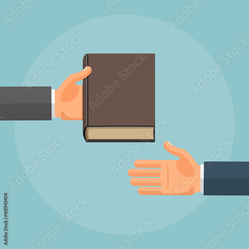 Vector Flat Illustration of Hand Giving Book