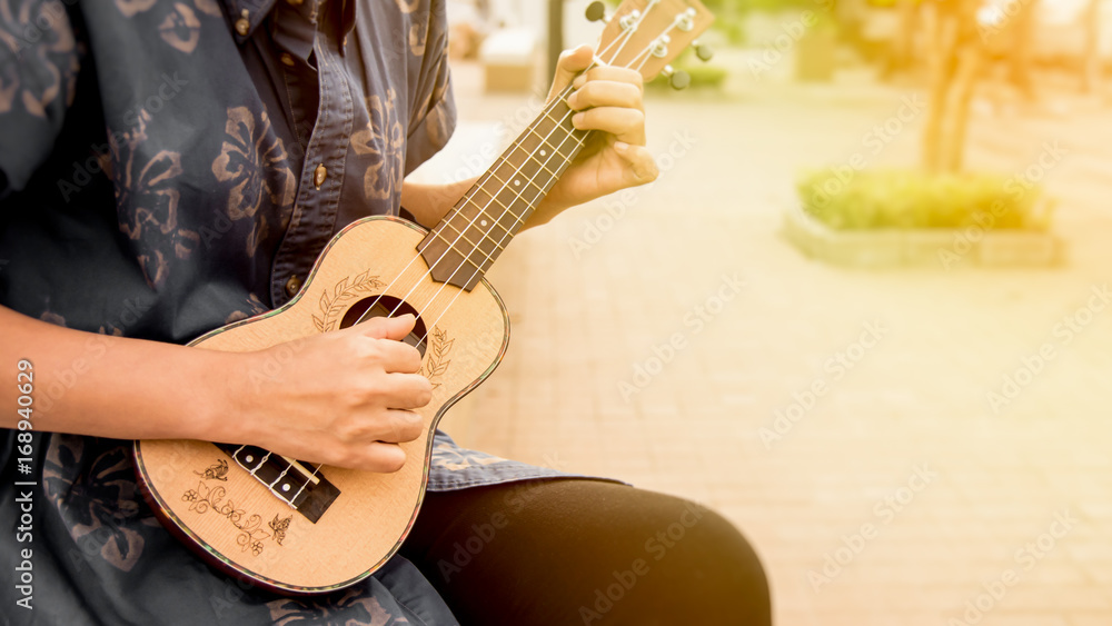 Obraz premium playing ukulele