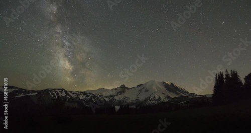 Milky Way Galaxy behind Mount Rainier in Washington State