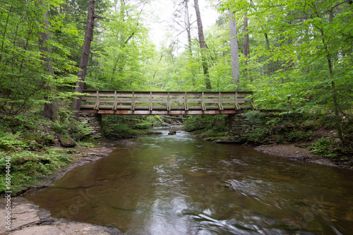 Scenic Waterfall in Ricketts Glen State Park in The Poconos in Pennsylvania