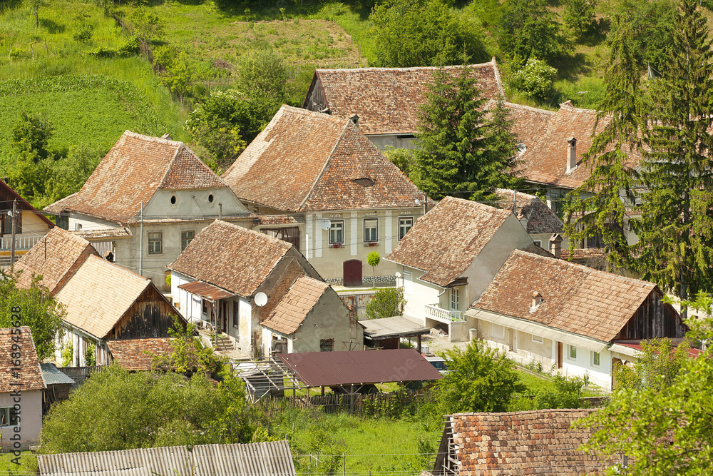 Old houses in Saxon village in Romania 