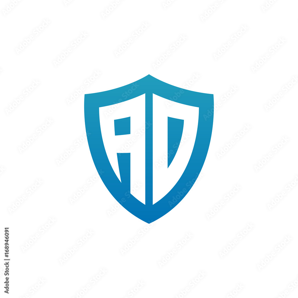 Initial letter AD, shield logo, modern blue color
Initial letter AD, shield logo, modern blue color