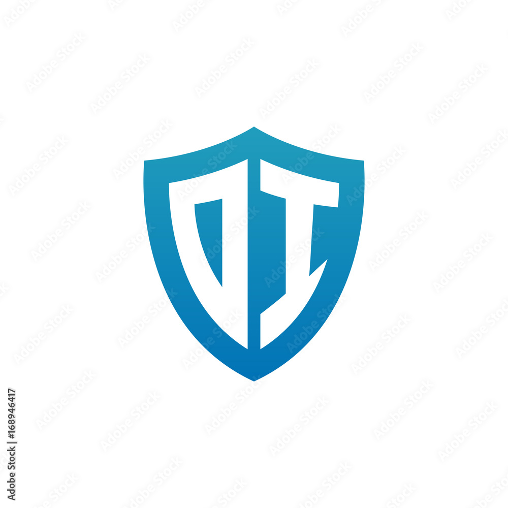 Initial letter DI, shield logo, modern blue color Initial letter DI, shield logo, modern blue color