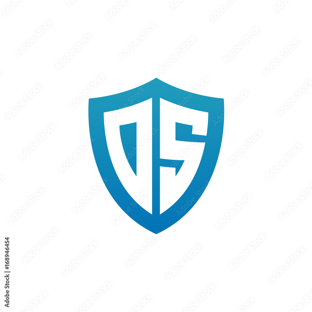 Initial letter DS, shield logo, modern blue color Initial letter DS, shield logo, modern blue color