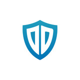 Initial letter DO, shield logo, modern blue color