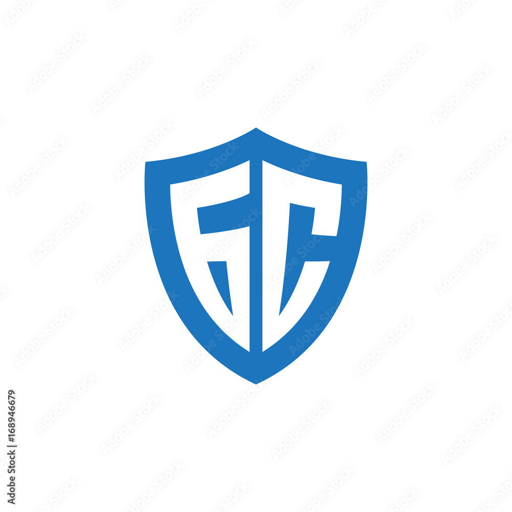 Initial letter GC, shield logo, modern blue color Initial letter GC, shield logo, modern blue color