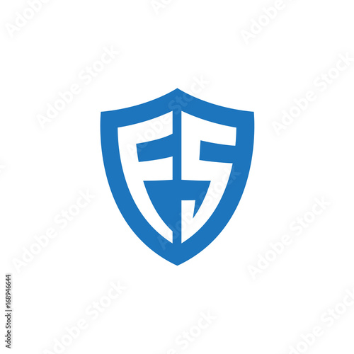 Initial letter FS, shield logo, modern blue color