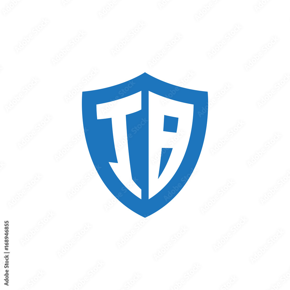 Initial letter IB, shield logo, modern blue color Initial letter IB, shield logo, modern blue color