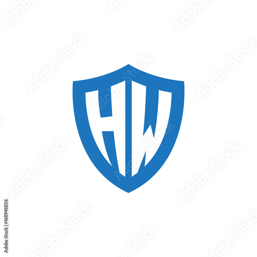 Free Download Initial letter HW, shield logo, modern blue color - GFXLoad