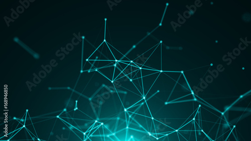Abstract connected dots. Technology background. 3d illustration