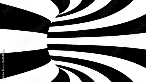 Black and white hypnotic tunnel. 3d rendered.