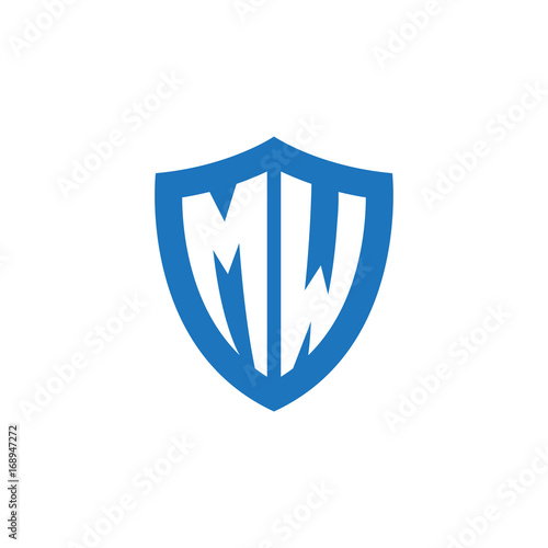 Free Download Initial letter MW, shield logo, modern blue color - GFXLoad