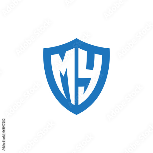 Free Download Initial letter MY, shield logo, modern blue color - GFXLoad