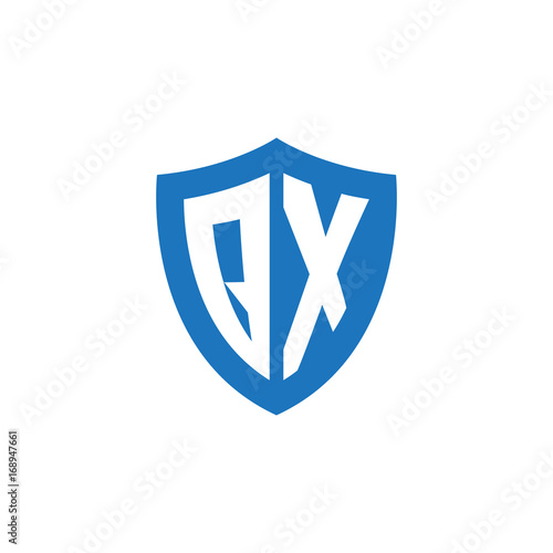 Free Download Initial letter QX, shield logo, modern blue color - GFXLoad