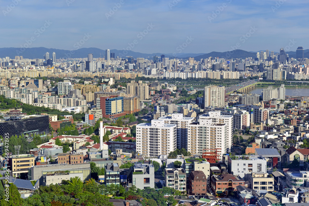 The sprawling city of Seoul, in South Korea located roughly 35 miles from the DMZ of North Korea