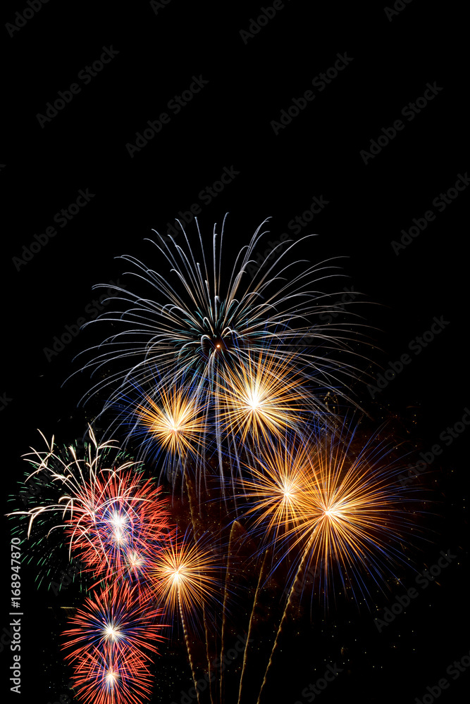 Fireworks black background with copy space