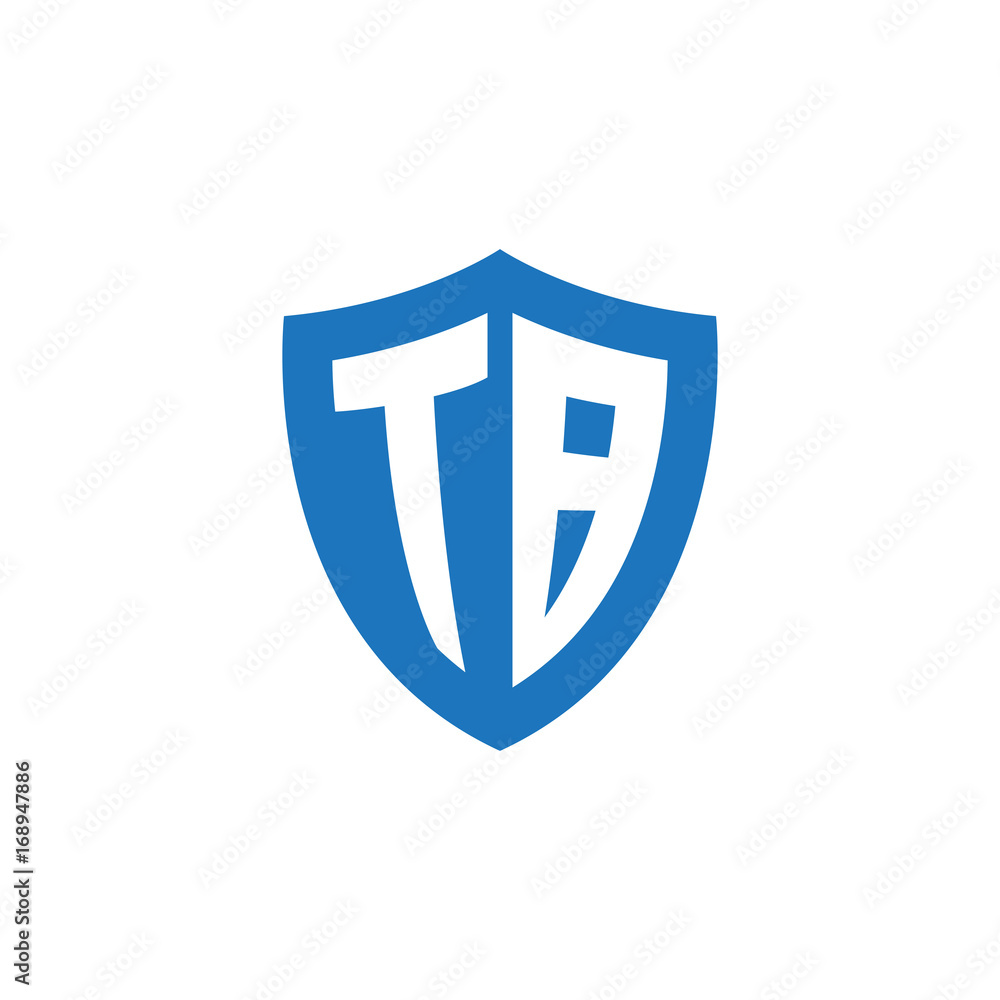 Initial letter TB, shield logo, modern blue color Initial letter TB, shield logo, modern blue color