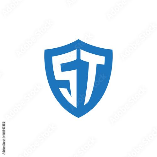 Initial letter ST, shield logo, modern blue color Free Download Initial letter ST, shield logo, modern blue color - GFXLoad