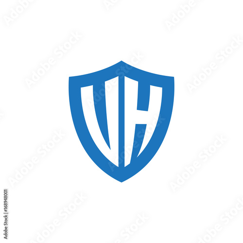 Free Download Initial letter UH, VH, shield logo, modern blue color - GFXLoad