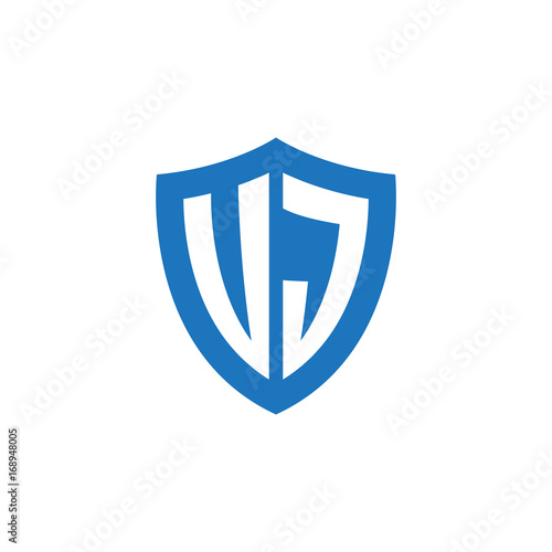 Free Download Initial letter UJ, VJ, shield logo, modern blue color - GFXLoad