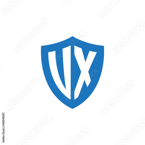 Free Download Initial letter UX, VX, shield logo, modern blue color - GFXLoad
