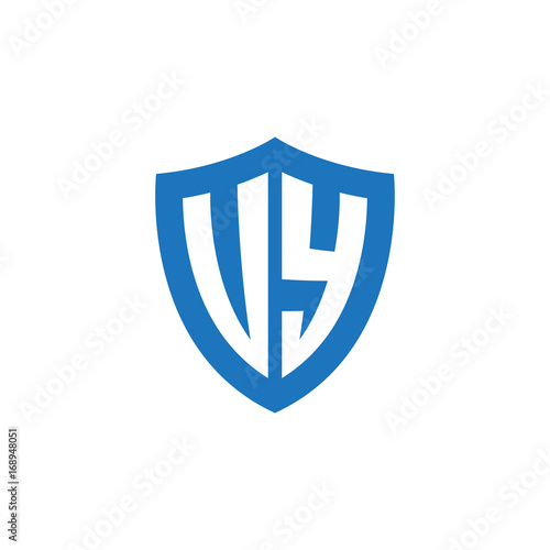 Free Download Initial letter UY, VY, shield logo, modern blue color - GFXLoad