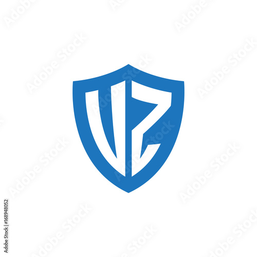 Free Download Initial letter UZ, VZ, shield logo, modern blue color - GFXLoad