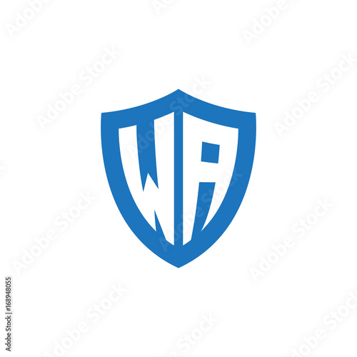 Free Download Initial letter WA, shield logo, modern blue color - GFXLoad