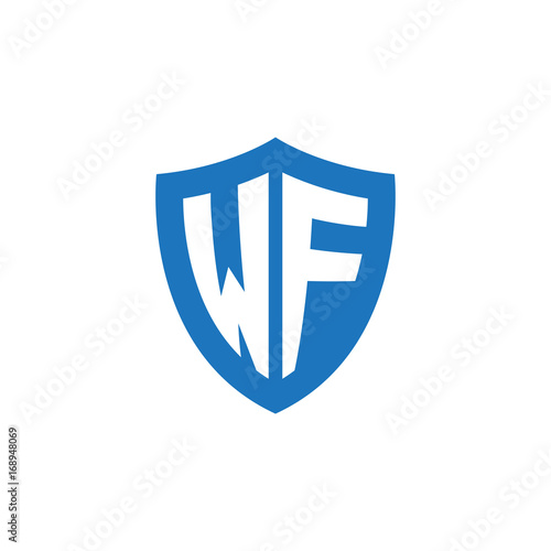 Free Download Initial letter WF, shield logo, modern blue color - GFXLoad
