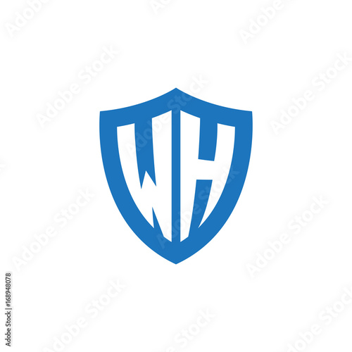 Free Download Initial letter WH, shield logo, modern blue color - GFXLoad