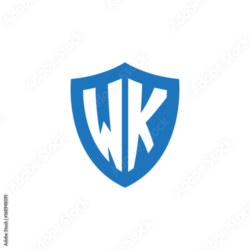 Free Download Initial letter WK, shield logo, modern blue color - GFXLoad
