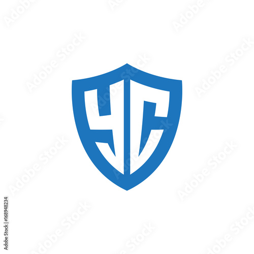 Free Download Initial letter YC, shield logo, modern blue color - GFXLoad